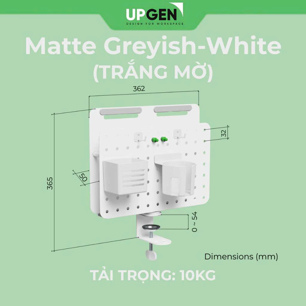 Pegboard-upgen-WORKFLOW-trang-h4 Bảng treo đồ đa năng Pegboard Upgen Workflow trắng