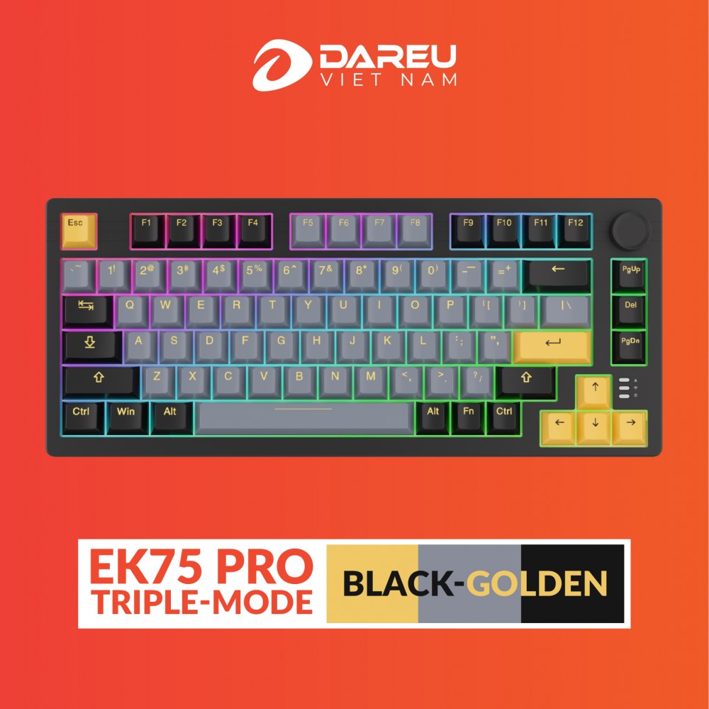 ban-phim-co-dareu-ek75-pro-black-golden Bàn phím cơ không dây DareU EK75 Pro Black Golden