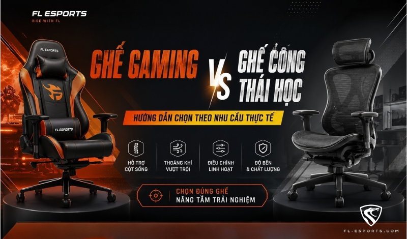 Ghế gaming hay ghế công thái học