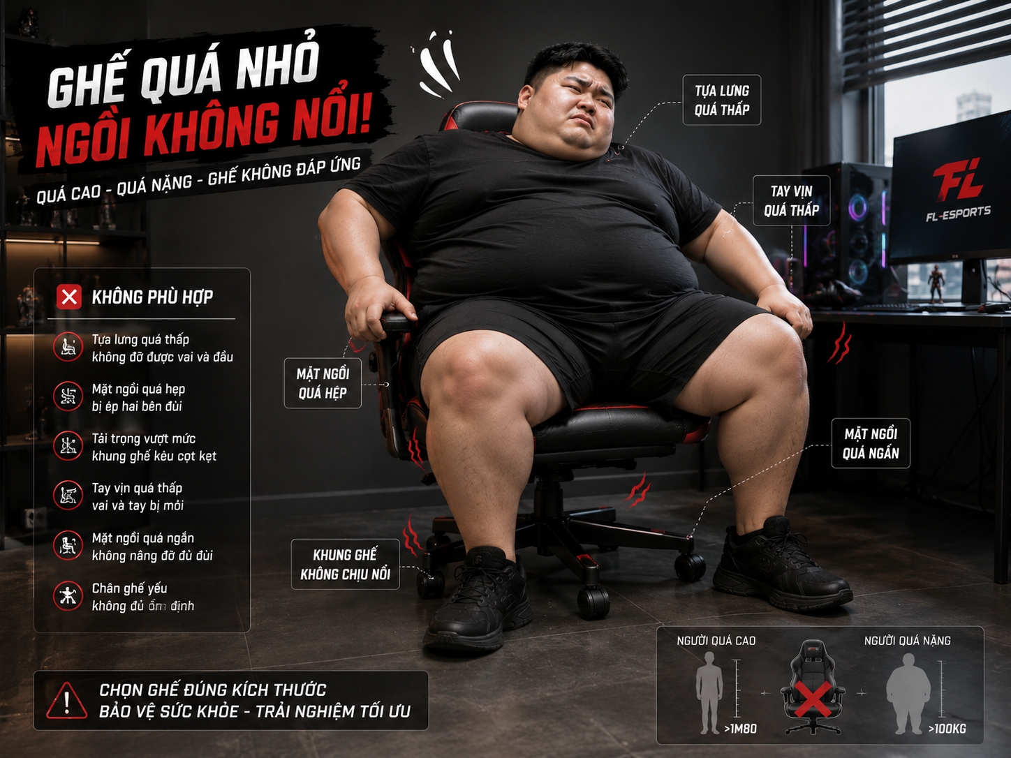 Vì sao người cao thường khó chọn ghế gaming hơn?